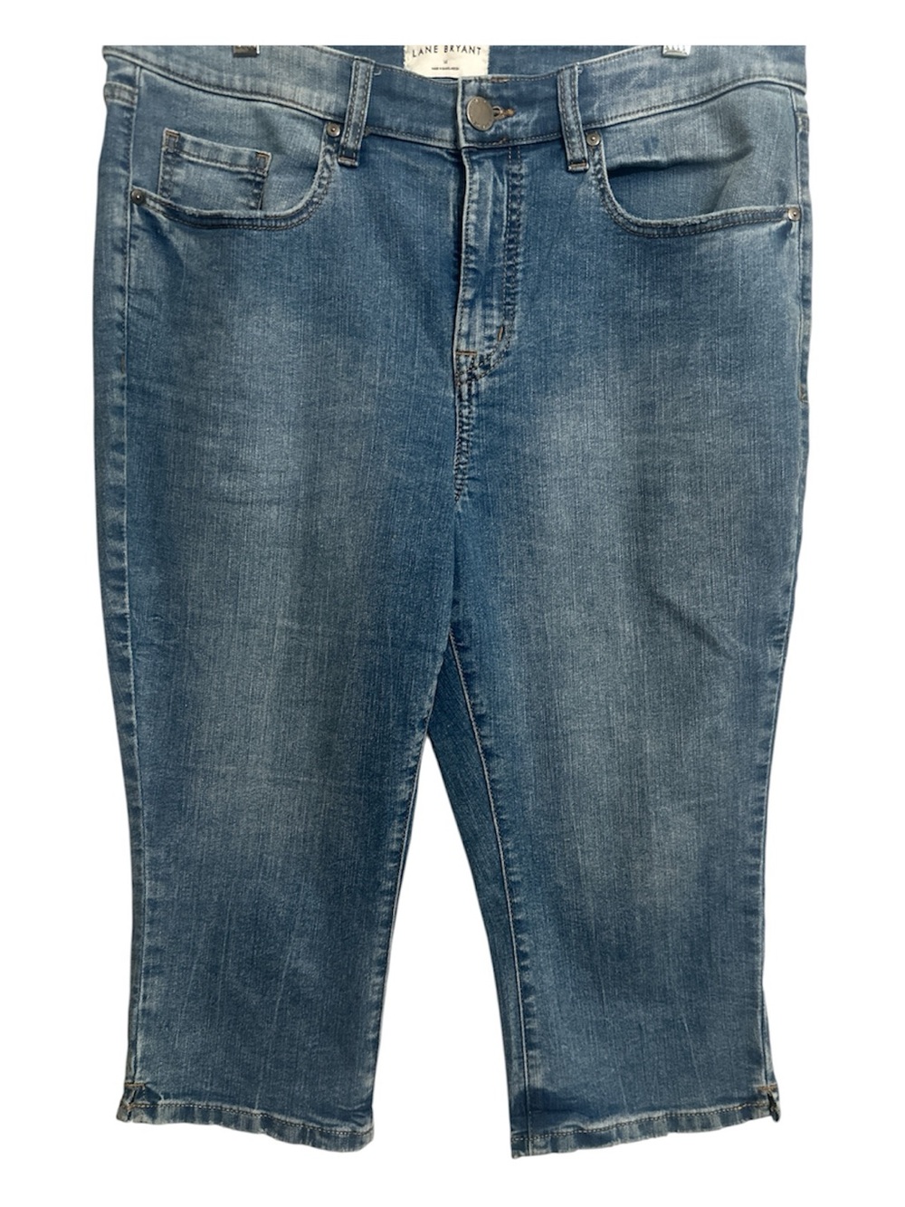Lane Bryant High Rise Signature Fit Pedal Size 16 Blue Stretch Denim Capri